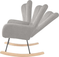 Rocking Chair - Teddy Fabric Upholstered Chair with Padded, Gray view 4