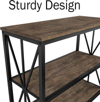3-Tier Bookshelf Set - Set of 2 Industrial Style Wooden view 5