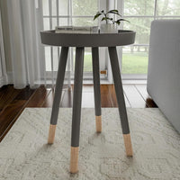 Round End Table, White, 17" x 22" view 7