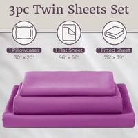 3-Piece Brushed Microfiber Twin Sheet Set, Purple view 2