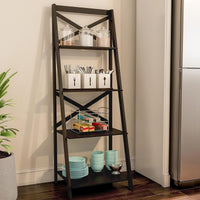 4-Tier Ladder Bookshelf Set, Black view 4