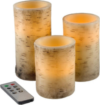 Flameless Candles - 3-Pack Faux Birch Bark Battery Operated view 2