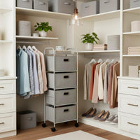4-Drawer Fabric Dresser, Gray/Silver, 16.5" x 12" x 45" view 5