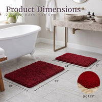 2 Piece Bathroom Rug Set, Burgundy view 2