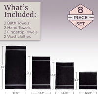 Rio 8 Piece 100% Cotton Towel Set - White & Silver view 16