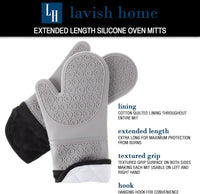 Silicone Oven Mitts - Extra Long Professional Quality Heat, cotton view 3