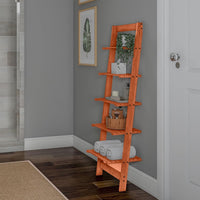 5-Tier Ladder Shelf, Narrow Leaning Bookshelf, White, 50" view 8