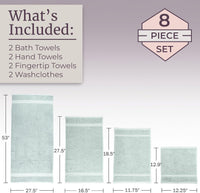 Rio 8 Piece 100% Cotton Towel Set - White & Silver view 40