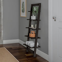 5-Tier Ladder Shelf, Narrow Leaning Bookshelf, White, 50" view 14