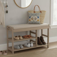 Shoe Bench - 3-Tier Wooden Shoe Rack for Entryway, Mudroom view 8