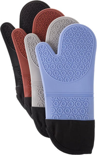 Silicone Oven Mitts - Extra Long Professional Quality Heat, Gray view 6