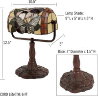Tiffany Style Bankers Desk Lamp, (L) 10.5" x (W) 5" x (H) 12.5" view 3