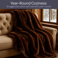 Faux Fur Throw Blanket - Oversized 91x81 Soft Mink-Style view 3