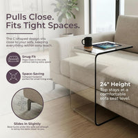 Acrylic Side Table - 14x12x24 Inch Multipurpose C Shaped End view 4