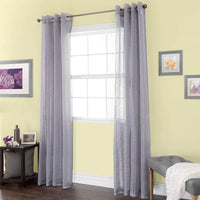 Mia Jacquard Grommet Curtain Panel - Gray view 2