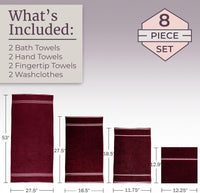 Rio 8 Piece 100% Cotton Towel Set - White & Silver view 10