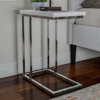 C-Shaped Sofa Side Table, White, 19.75" x 11.75" x 23.75" view 3