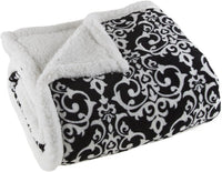Reversible Fleece Blanket, Black/White, 50" x 60" view 1
