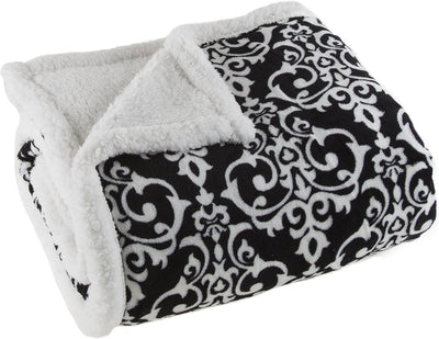 Reversible Fleece Blanket, Black/White, 50" x 60"