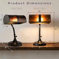 Mission-Style Bankers Desk Lamp, Black, 10" x 9" x 14" view 2