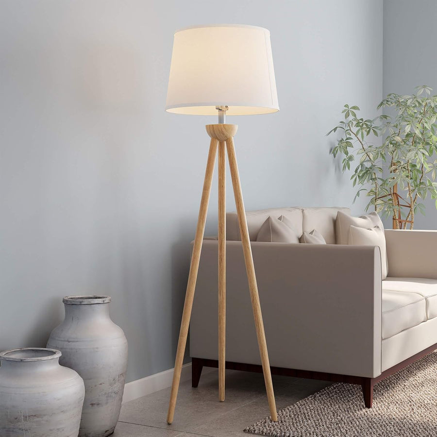 Tripod Floor Lamp-Modern Light with LED Bulb Included-Natural &mdash; Lavish Home