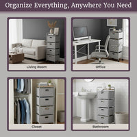 4-Drawer Fabric Dresser, Gray/Silver, 16.5" x 12" x 45" view 4