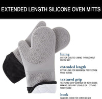 Silicone Oven Mitts - Extra Long Professional Quality Heat, cotton view 4