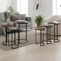 Round Nesting Tables Set of 3, Faux Marble Tabletop, White view 22