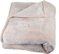 BH Solid Soft Heavy Thick Plush Mink Blanket 8 Pound - Beige view 2
