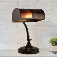 Bankers Lamp - Mission Style Amber Mica Shade Table or Desk view 1