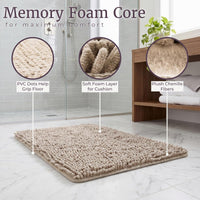 2 Piece Memory Foam Shag Bath Mat - Ivory, Polyester view 3