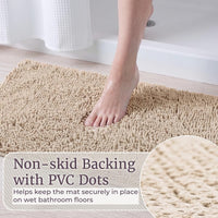 2 Piece Memory Foam Shag Bath Mat - Ivory, 1'9" x 2'8" (Rectangular) view 4