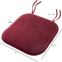 Memory Foam Chair Cushion-Square 16"x 16.25", Red view 3