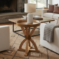 Side Table - Mango Wood Pedestal Table for Couch, Loveseat view 2