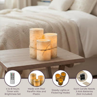 Flameless Candles - 3-Pack Faux Birch Bark Battery Operated view 5