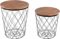 End Tables - Square Nesting Tables Set of 2, Brown Woodgrain view 21