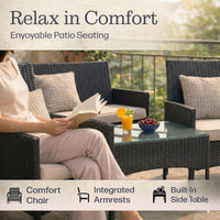4-Piece Patio Furniture Set - Rattan Outdoor Couch view 4