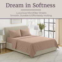 Brushed Microfiber Sheet Set-4 Piece Bed Linens-Fitted & Flat, King view 2