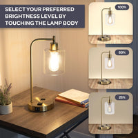 Table Lamp - Industrial Lamp with USB Charge Ports view 2