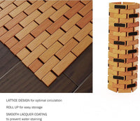 Bath Mat- Natural Wooden Non-Slip Roll Up Lattice Design Mat view 3