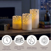 Remote Control LED Candles, Off-White, Set of 3, 6"/5"/4" view 4