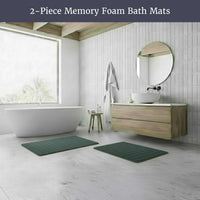 2 Piece Memory Foam Striped Bath Mat, Green view 2
