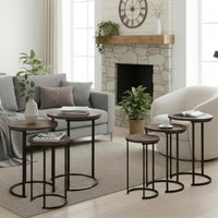 Round Nesting Tables Set of 3, Faux Marble Tabletop, White view 25