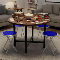 Portable Folding Stool with Backless Seat Set of 4, Blue, 18" view 2