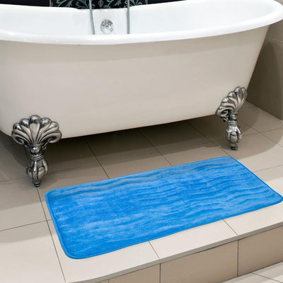 Microfiber Memory Foam Bathmat, Blue