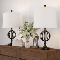 2-Pack Table Lamps, (L)13”x (W)13”x (H)25”, Black & Ivory view 1