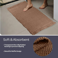 Bathroom Rugs - 2-Piece Waffle Bath Mat Set for Boho Bathroom view 9