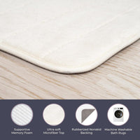 Bathroom Rugs - 2-Piece Memory Foam Bath Mats with Microfiber, White view 5
