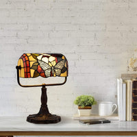 Tiffany Style Bankers Desk Lamp, (L) 10.5" x (W) 5" x (H) 12.5" view 1