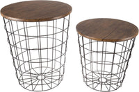 End Tables - Square Nesting Tables Set of 2, Brown Woodgrain view 6